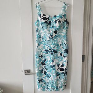 The Limited Womens Sleeveless Dress US 6 Mint Black White Floral Wedding Guest